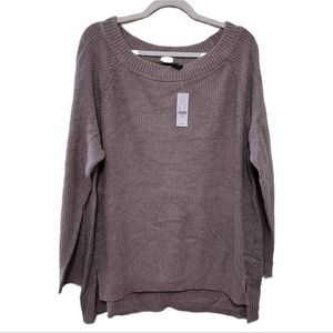 NY&C Boat Neck Knit Split Side Sweater in Tan - NWT